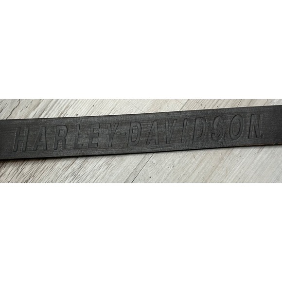 Harley-Davidson Other - Harley Davidson Mens Black Leather Belt Strap Debossed Logo 30 Biker No Buckle